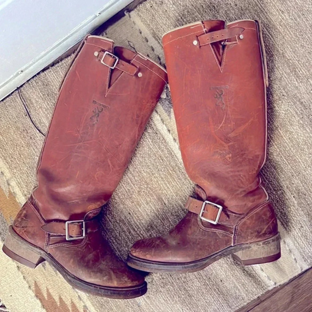 Vintage Browning Tall Engineer  Biker Boots   US men's  7 D